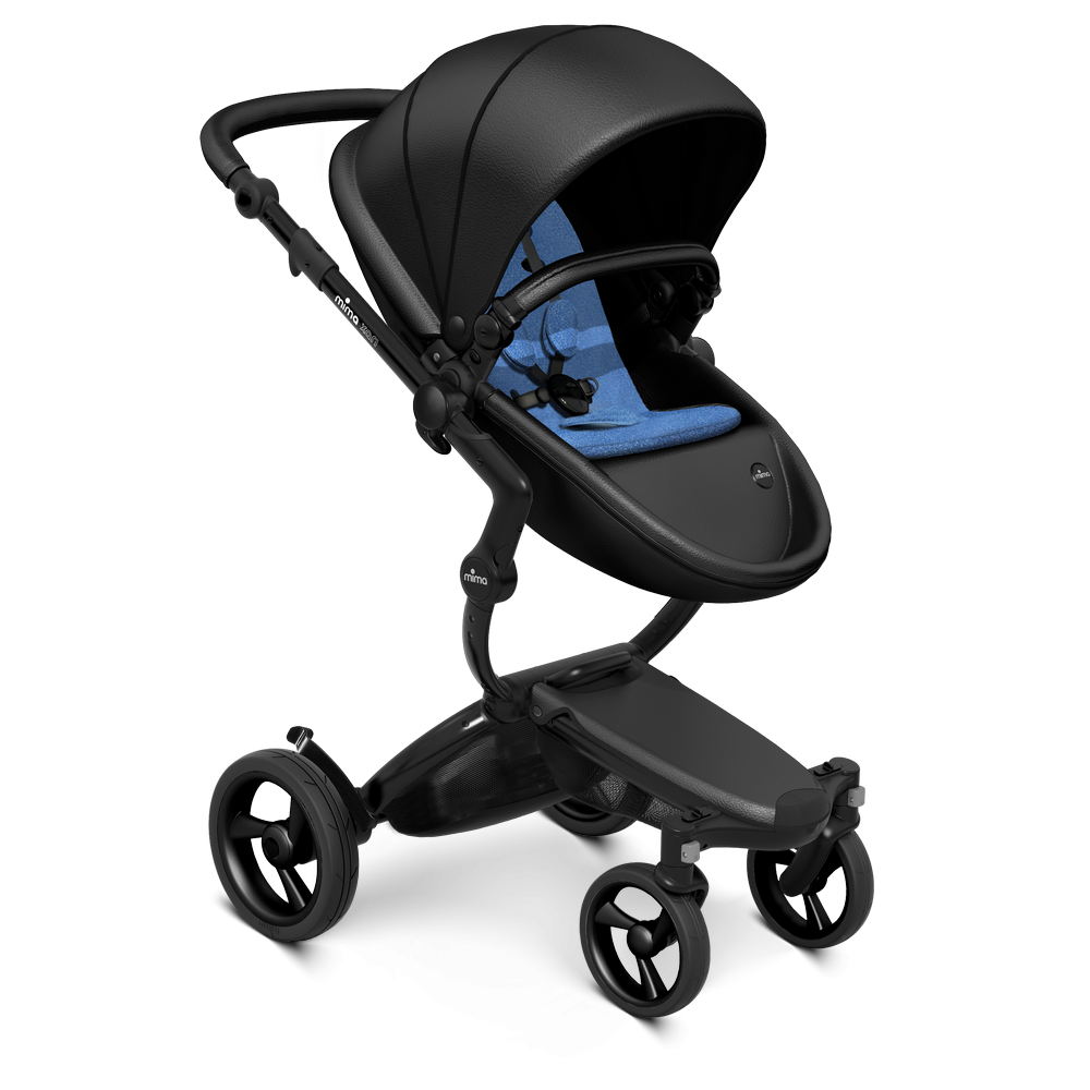 Коляска MIMA XARI 2 в 1 Black (матрасики Denim Blue (хлопок), шасси Black  3g (Black wheels)) - ОФИЦИАЛЬНЫЙ МАГАЗИН mima.ru