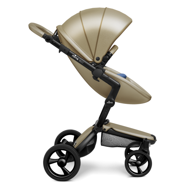 Коляска Mima Xari 3 в 1 Champagne, Black 3g (Black wheels), Denim Blue (хлопок)