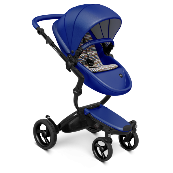 Коляска Mima Xari 3 в 1 Royal blue, Black 3g (Black wheels), Autumn Stripes (хлопок)
