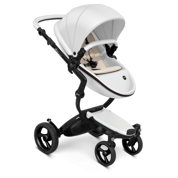 Коляска Mima Xari 2 в 1 Snow white, Black 3g (Black wheels), Sandy Beige (хлопок)