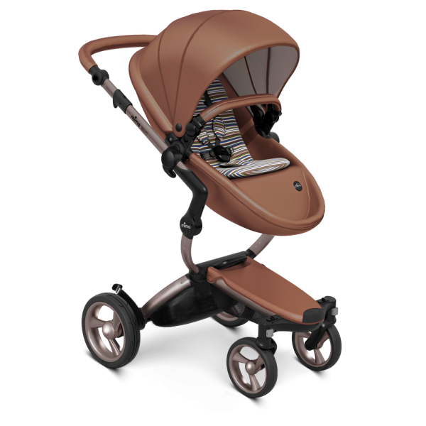 Коляска Mima Xari 3 в 1 Camel, Rose gold 3g, Autumn Stripes