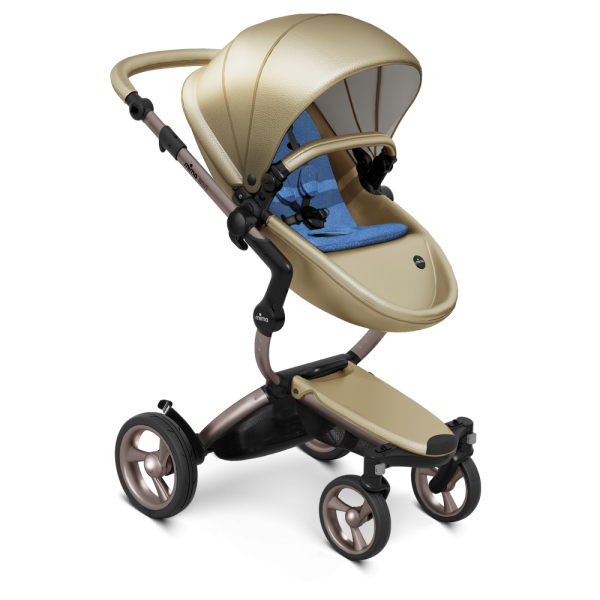 Коляска Mima Xari 3 в 1 Champagne, Rose gold 3g, Denim Blue