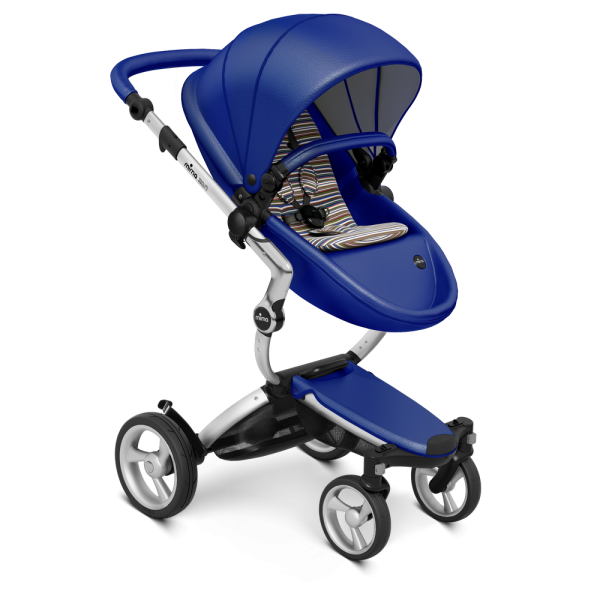 Коляска Mima Xari 3 в 1 Royal blue, Silver 3g, Autumn Stripes